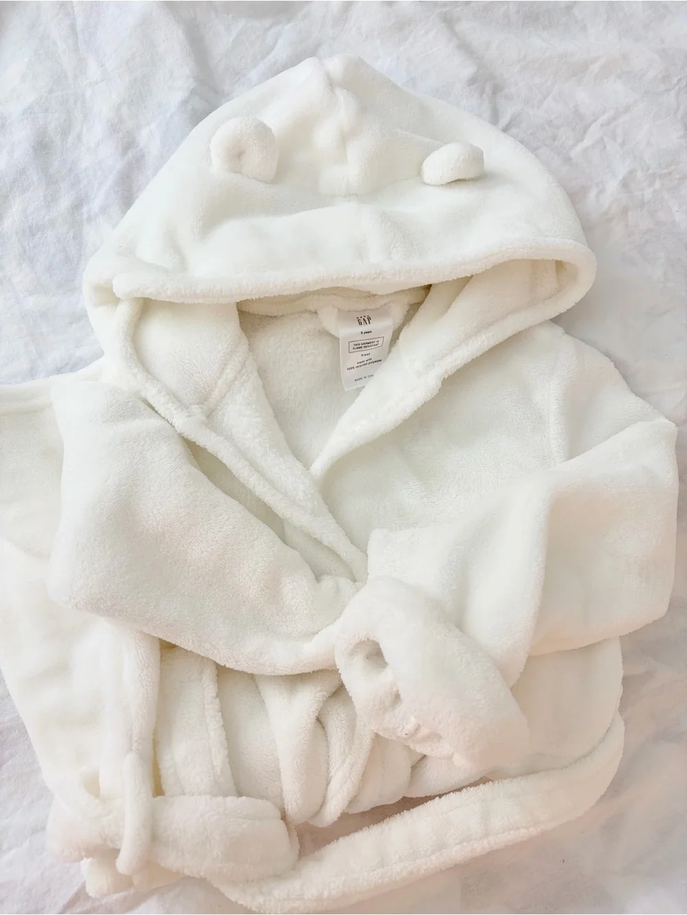 GAP Kids Plush Hooded Robe in White